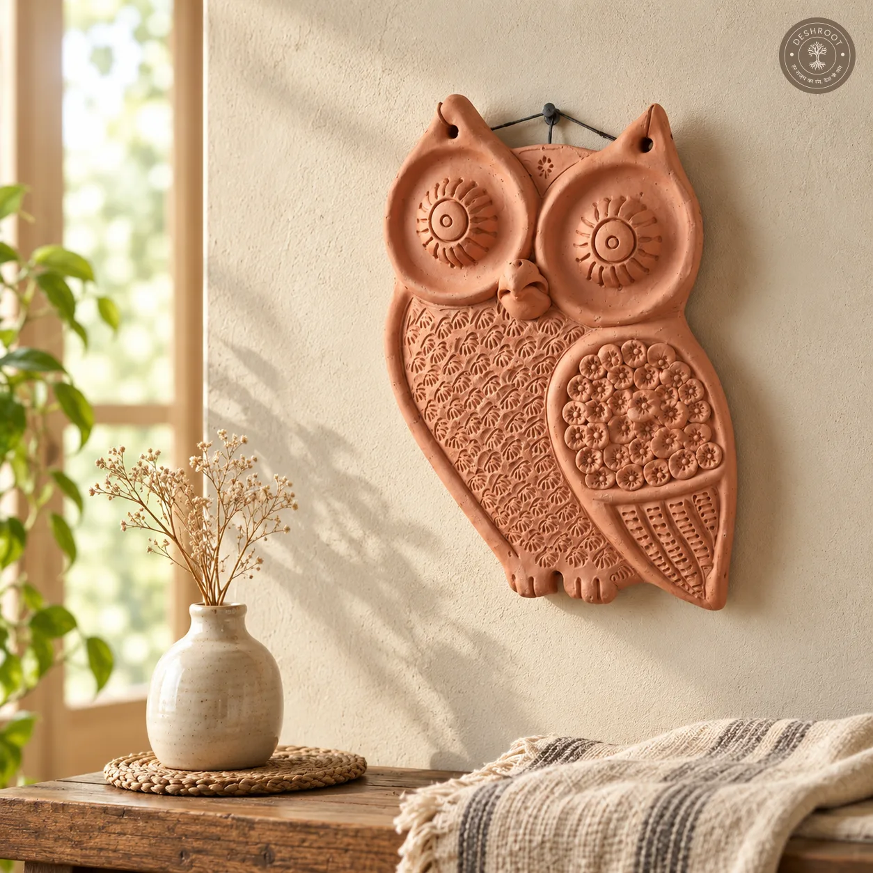 Terracotta Owl Wall Plate – Medium