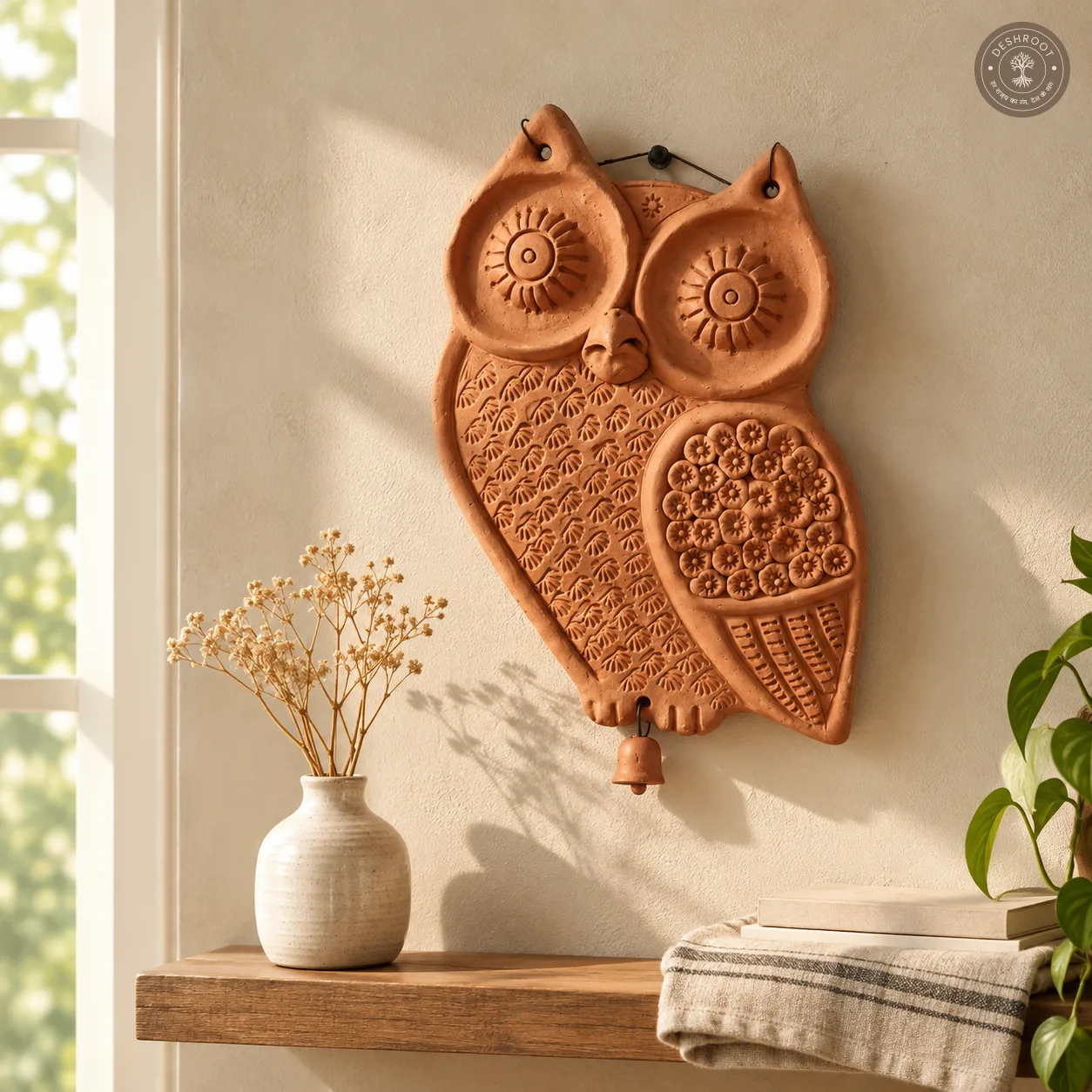 Terracotta Owl Wall Plate – Medium
