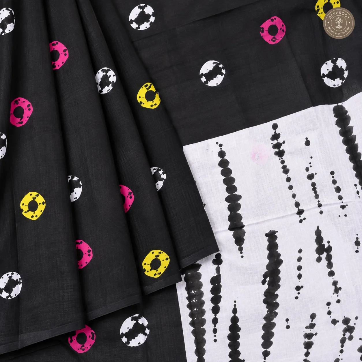 Hand Block Printed Mal Cotton Saree with Blouse Fabric
