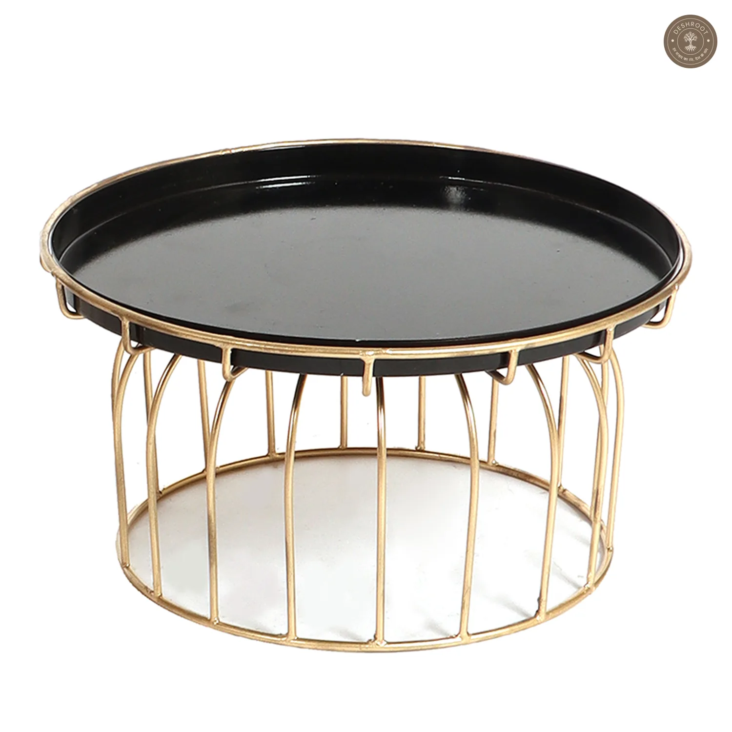 Black & Gold Wired Cake Platter Set of 2