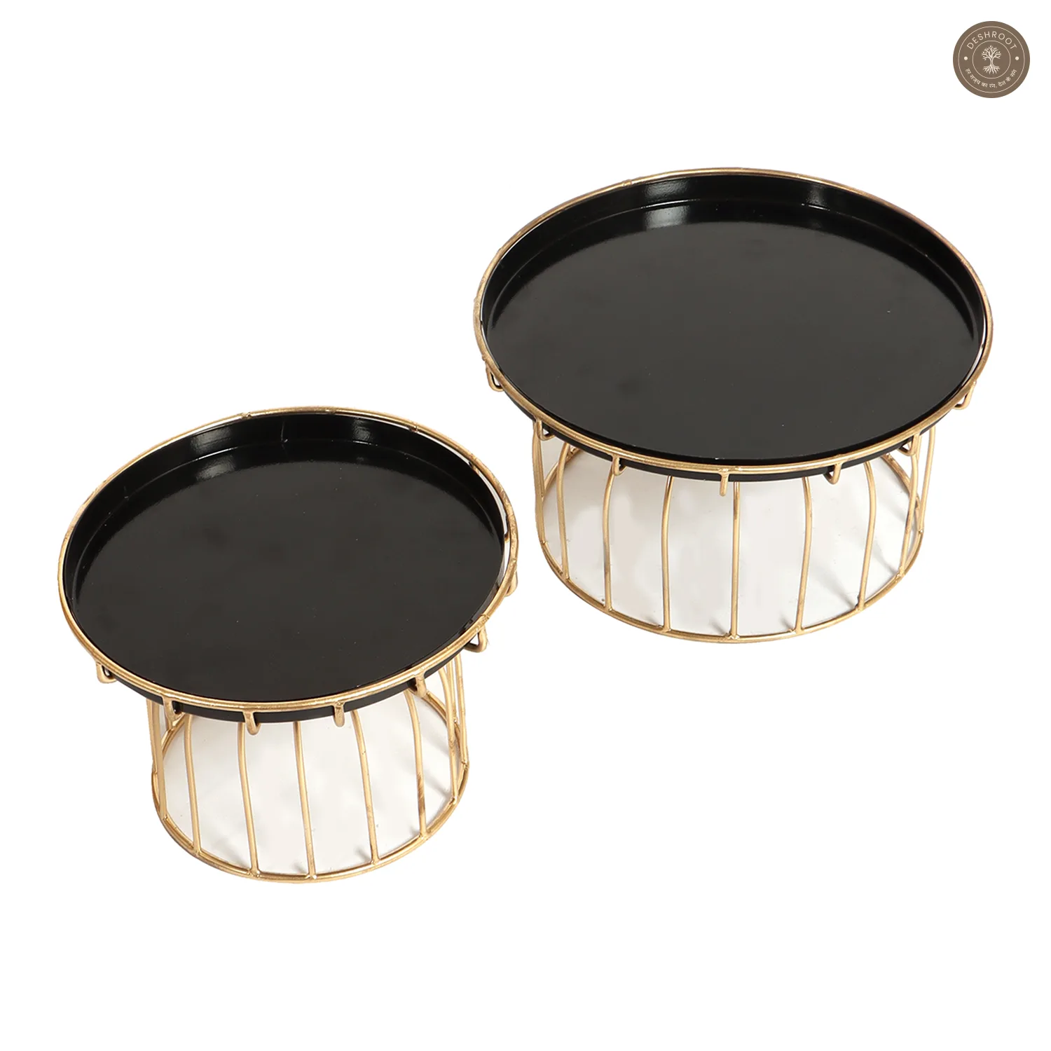 Black & Gold Wired Cake Platter Set of 2