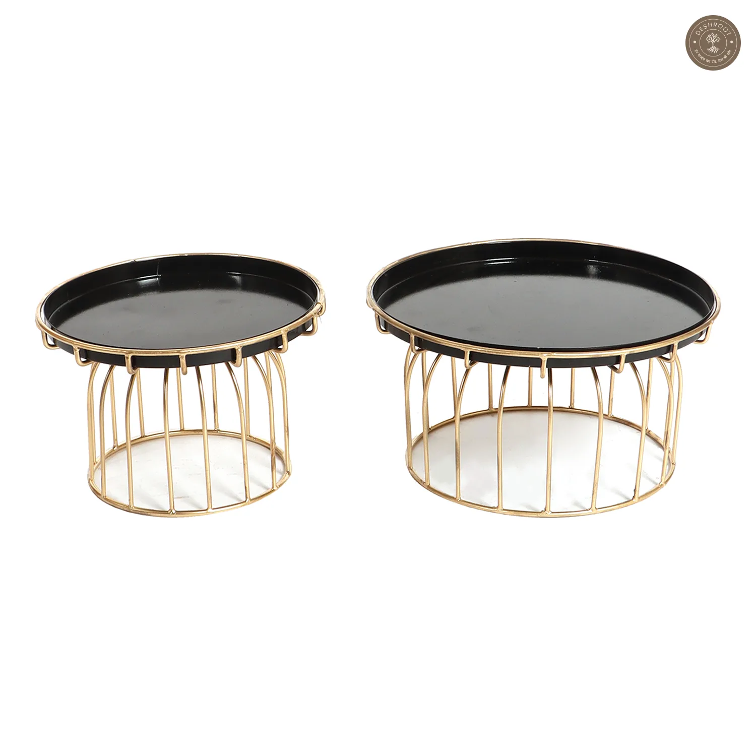 Black & Gold Wired Cake Platter Set of 2