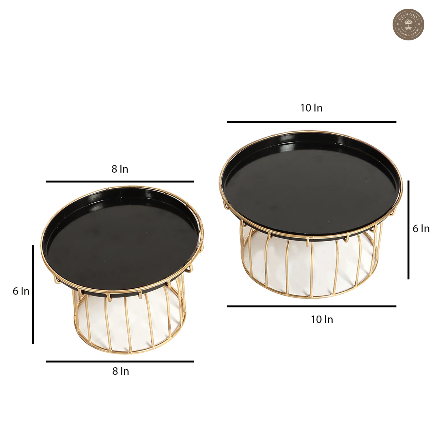 Black & Gold Wired Cake Platter Set of 2