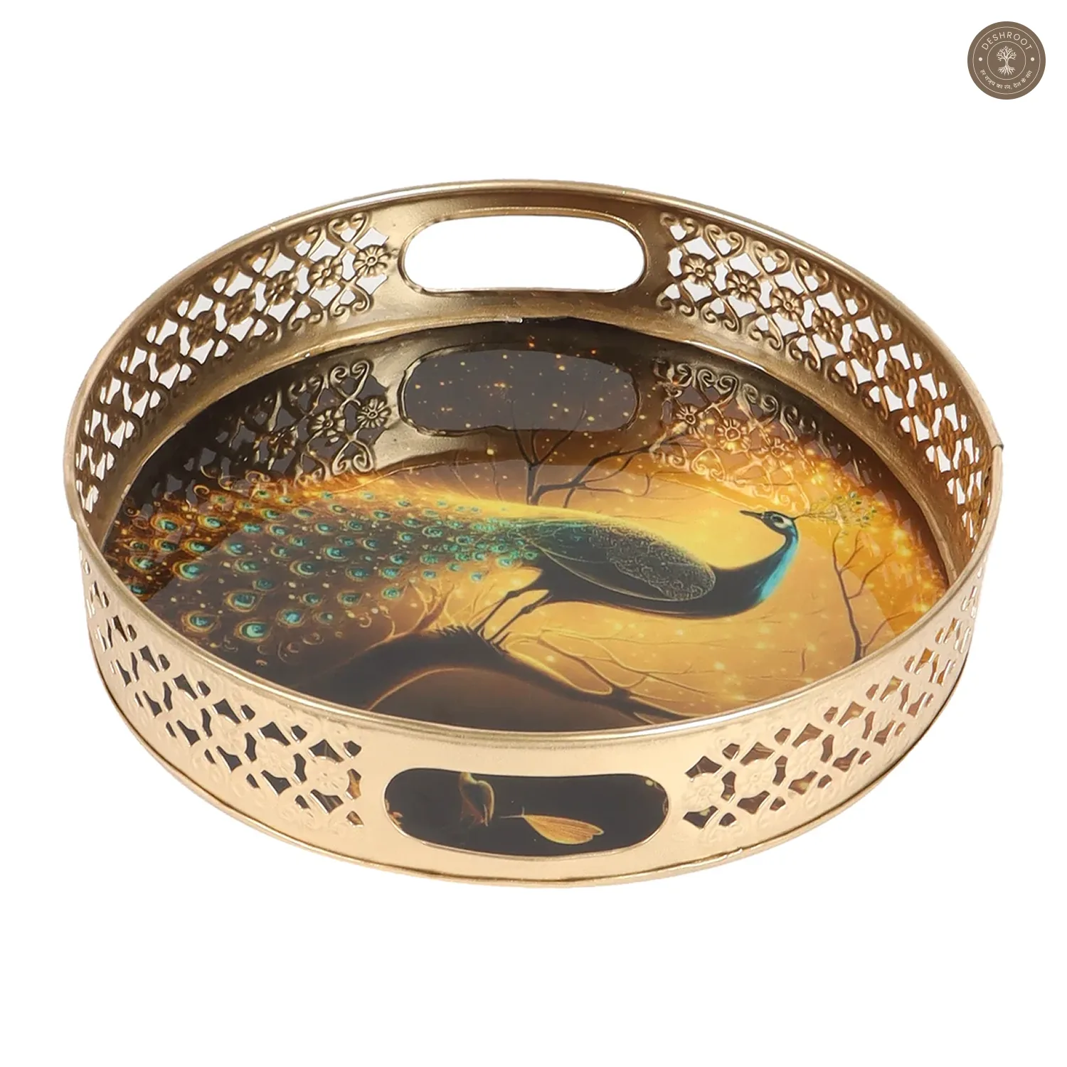 Black Peacock Serving Tray Set of 2