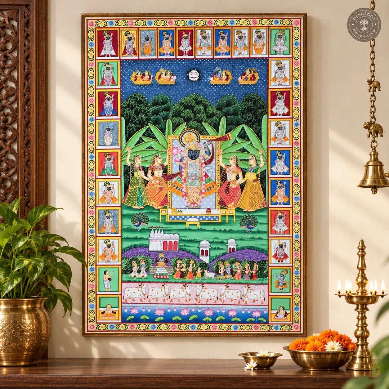 Shrinath Ji Nikunj Leela Handpainted Pichwai