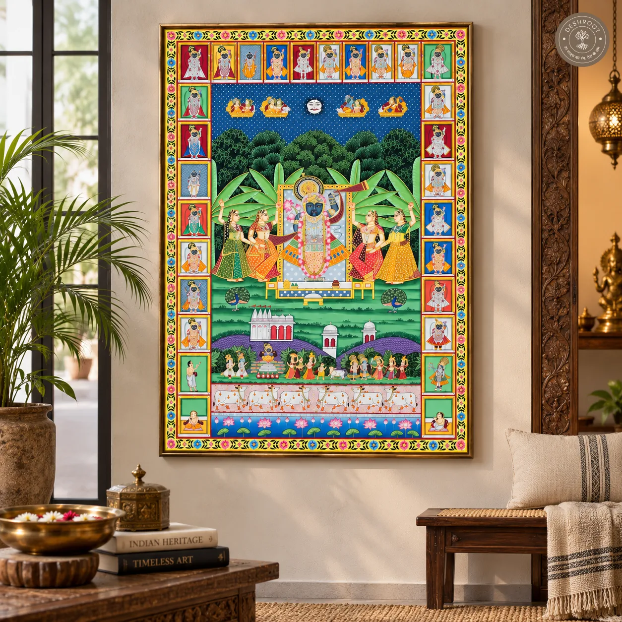 Shrinath Ji Nikunj Leela Handpainted Pichwai