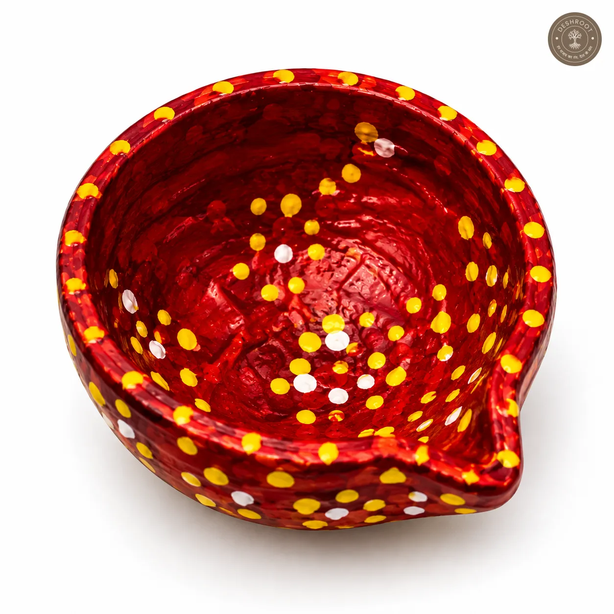 Handcrafted Decorative Diya Set – 4 Colourful Hand-Painted Clay Diyas with Dot Art for Diwali, Lakshmi Pooja & Festive Décor