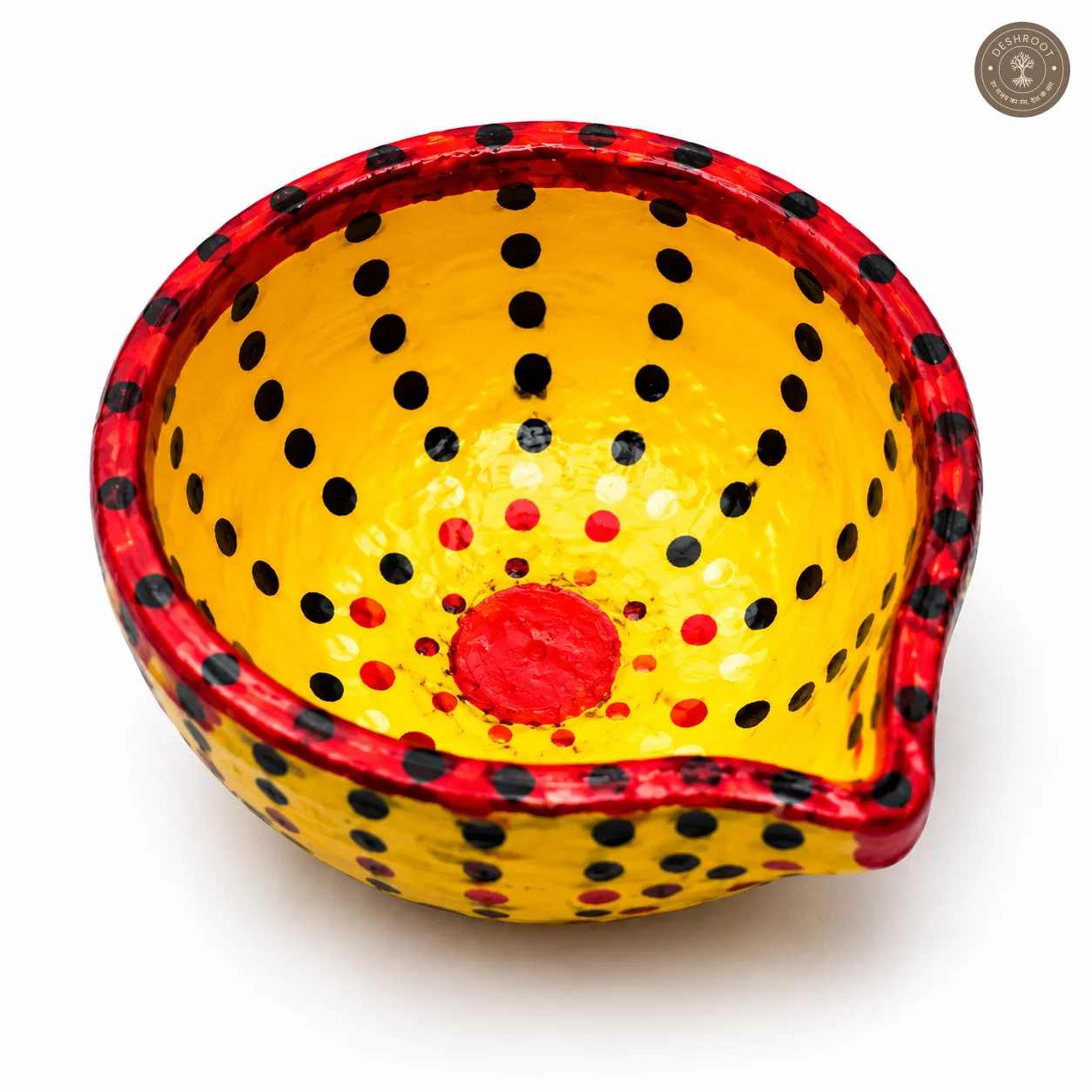 Handcrafted Decorative Diya Set – 4 Colourful Hand-Painted Clay Diyas with Dot Art for Diwali, Lakshmi Pooja & Festive Décor