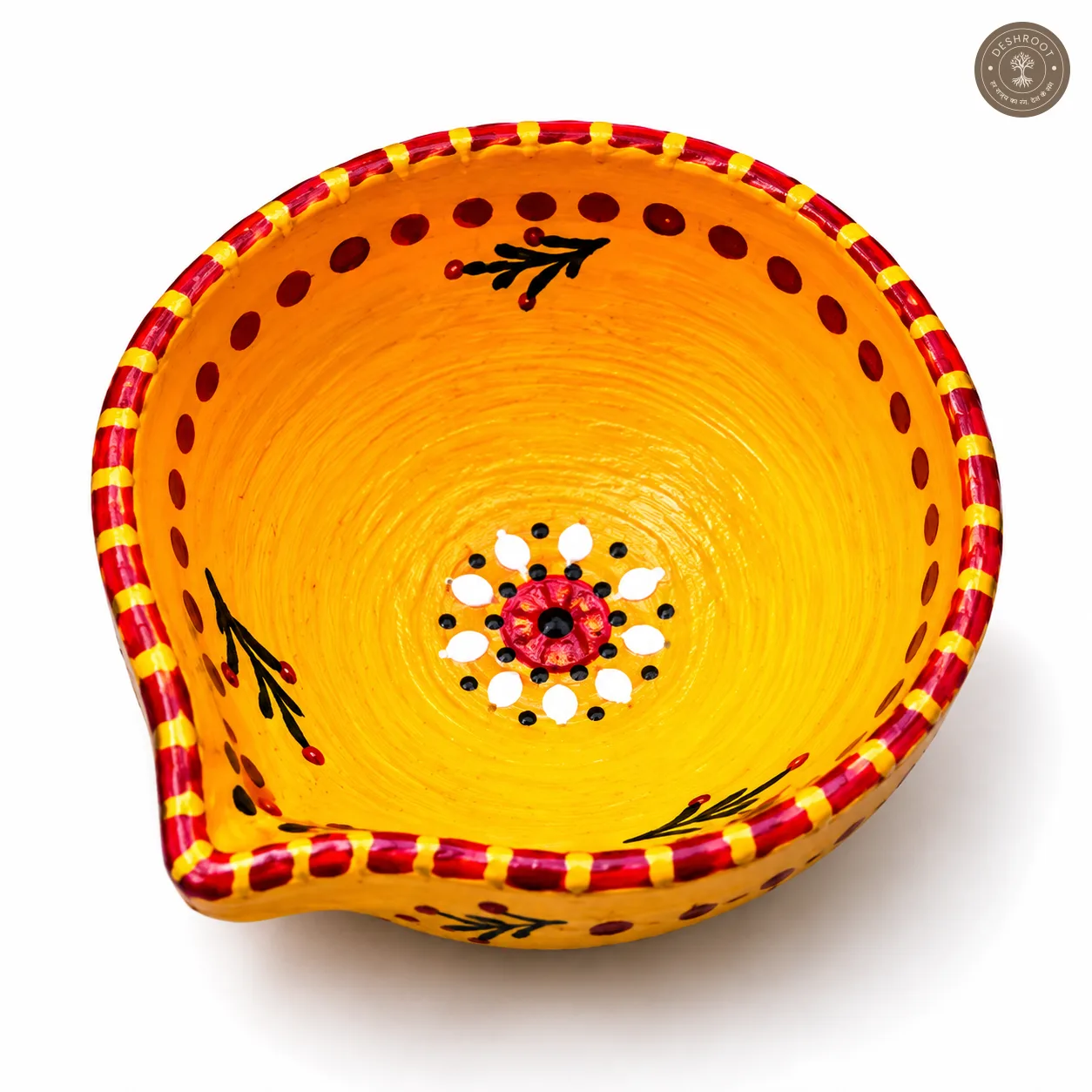 Handcrafted Colorful Clay Diya Set of 5 – Hand-Painted Traditional Oil Lamps with Floral Motifs for Diwali, Lakshmi Pooja, Navratri, Wedding & Festive Décor