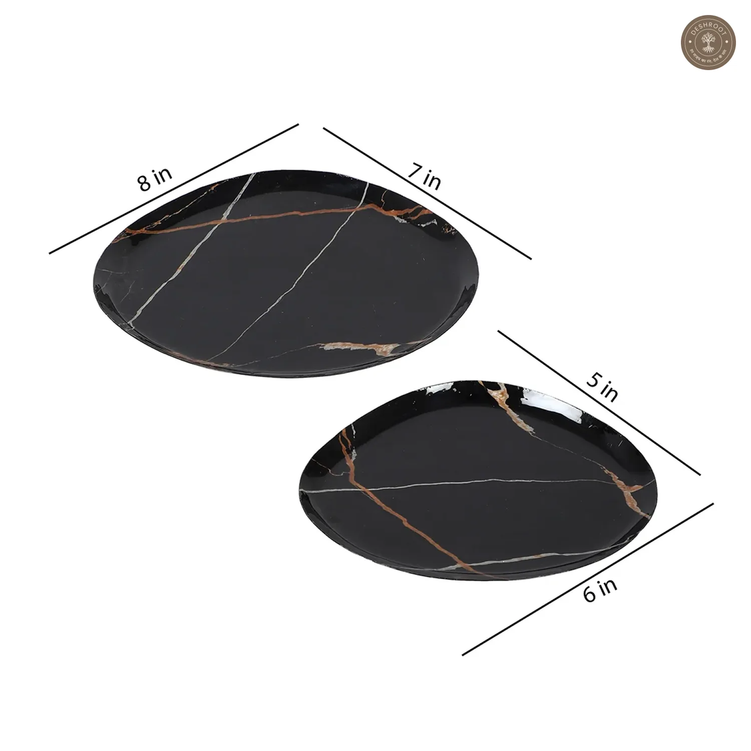 Black & Gold Metal Platter Set of 2
