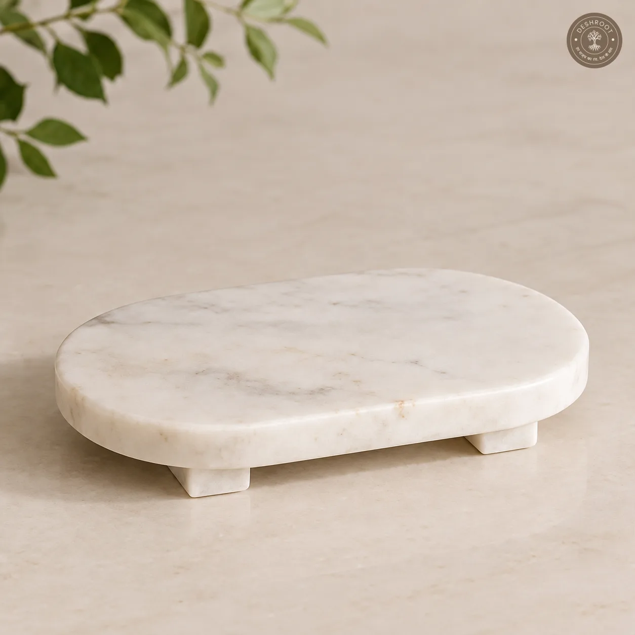 Handcrafted White Marble Pooja Chowki for Home Temple