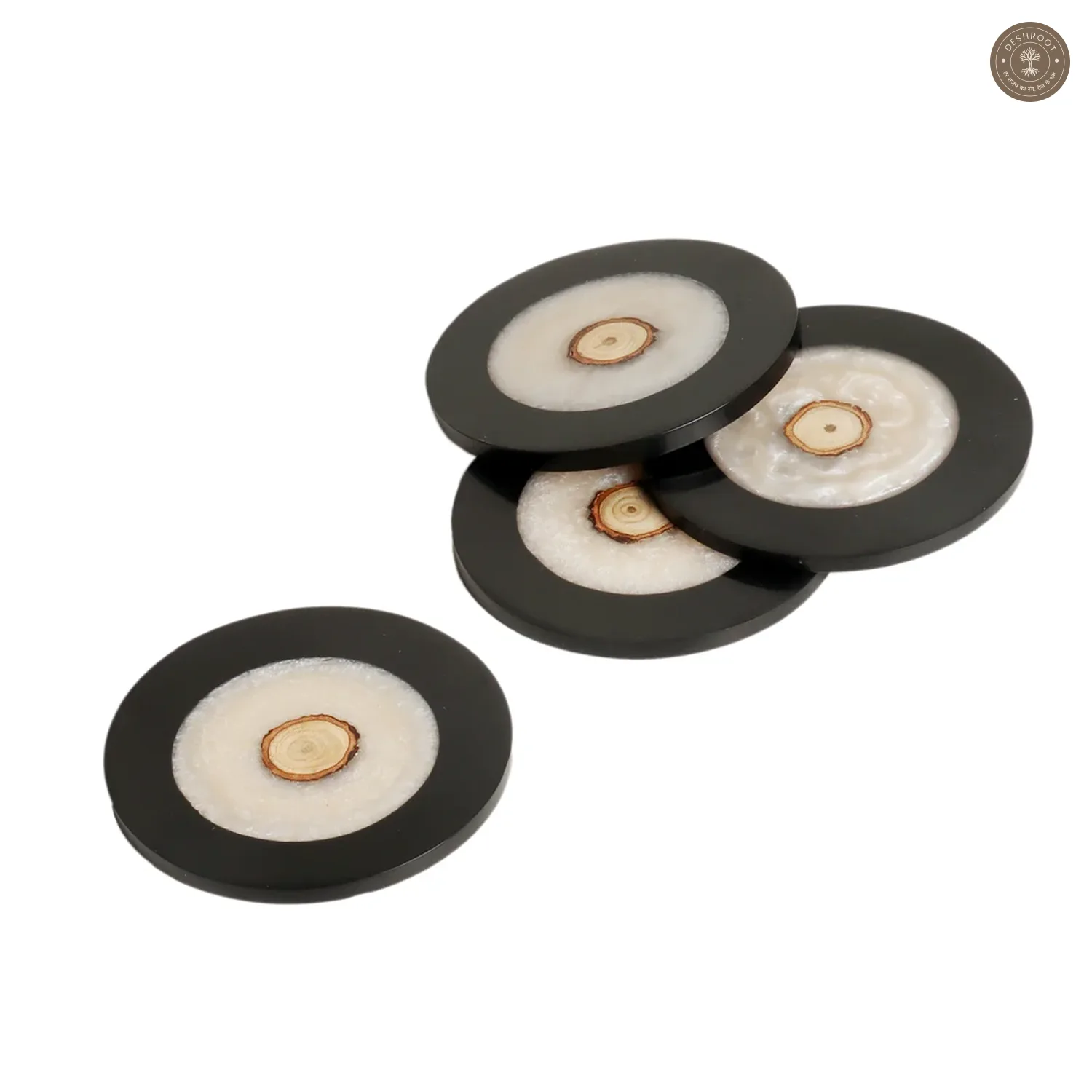 Black & White Resin Coaster Set of 4