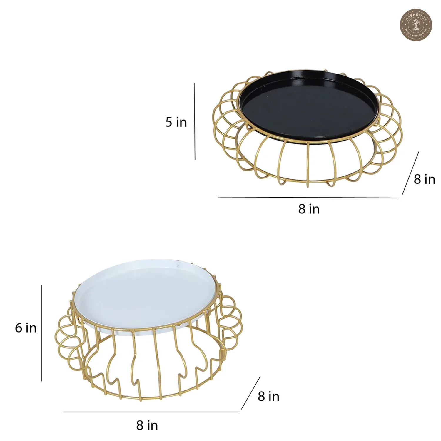 Black & White Round Wired Buffet Platter Set of 2