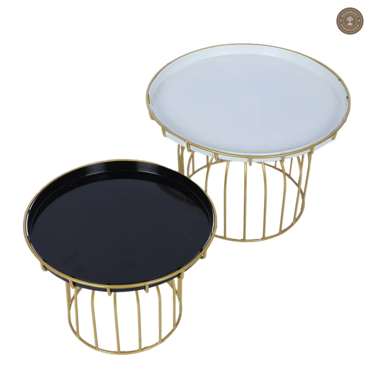Black White & Gold Wired Cake Platter Set of 2