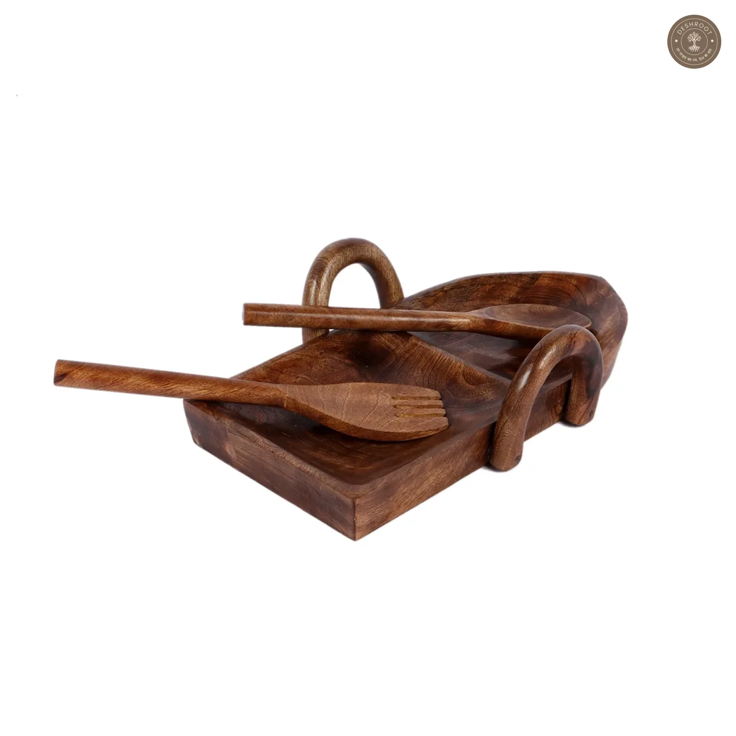 Boat Shape Mangowood Snacks Platter Set of 9