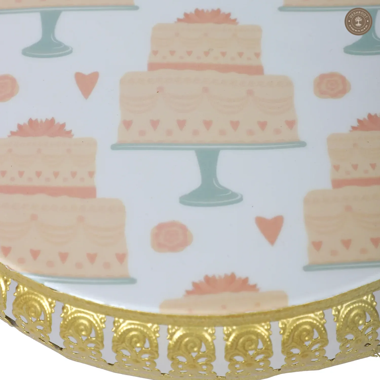 Cake Print Metal Cake Platter WIth Knife & Server