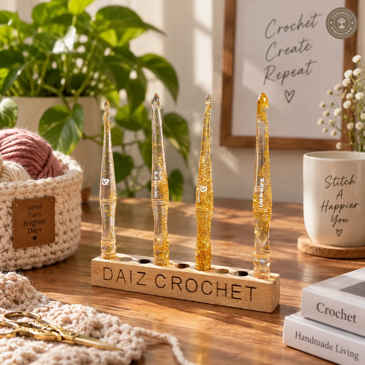 Golden Glitter Crochet Hook