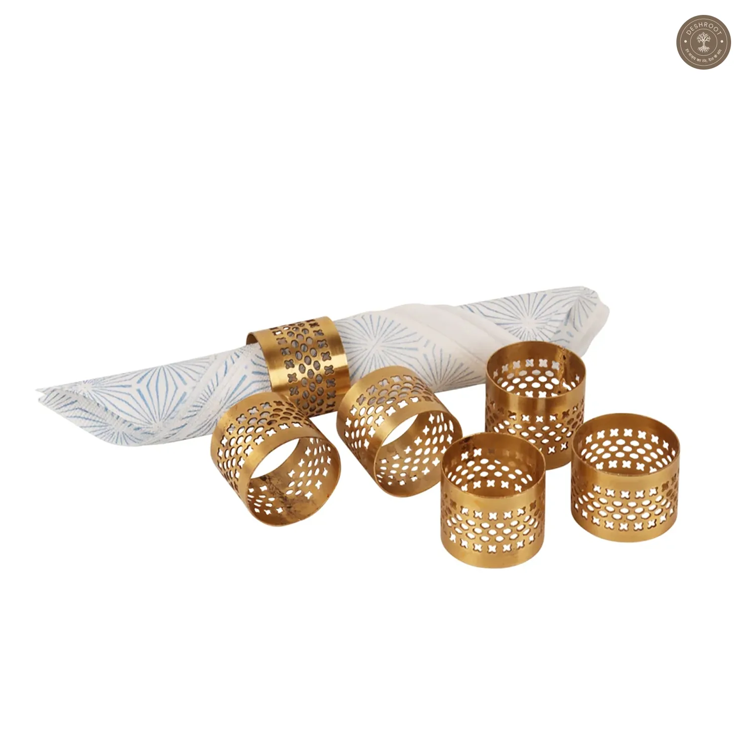 Gold Etching Napkin RIng Set of 6