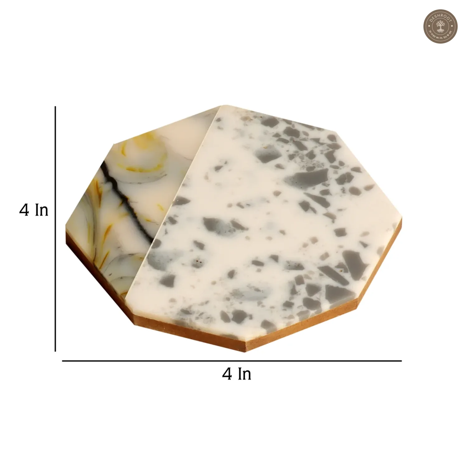 Green Hexagon Resin Coaster Set of 4