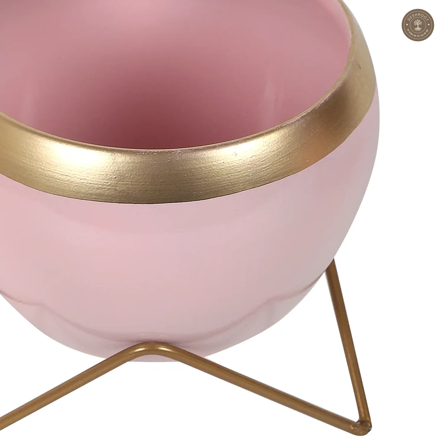 Apple Shape Metal Pink & Gold Planter Set of 2