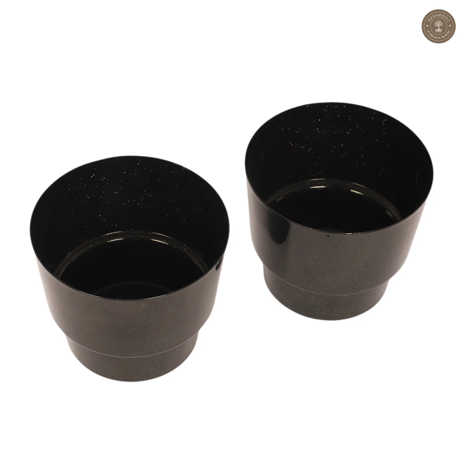 Black Glossy Table Top Planter Set of 2
