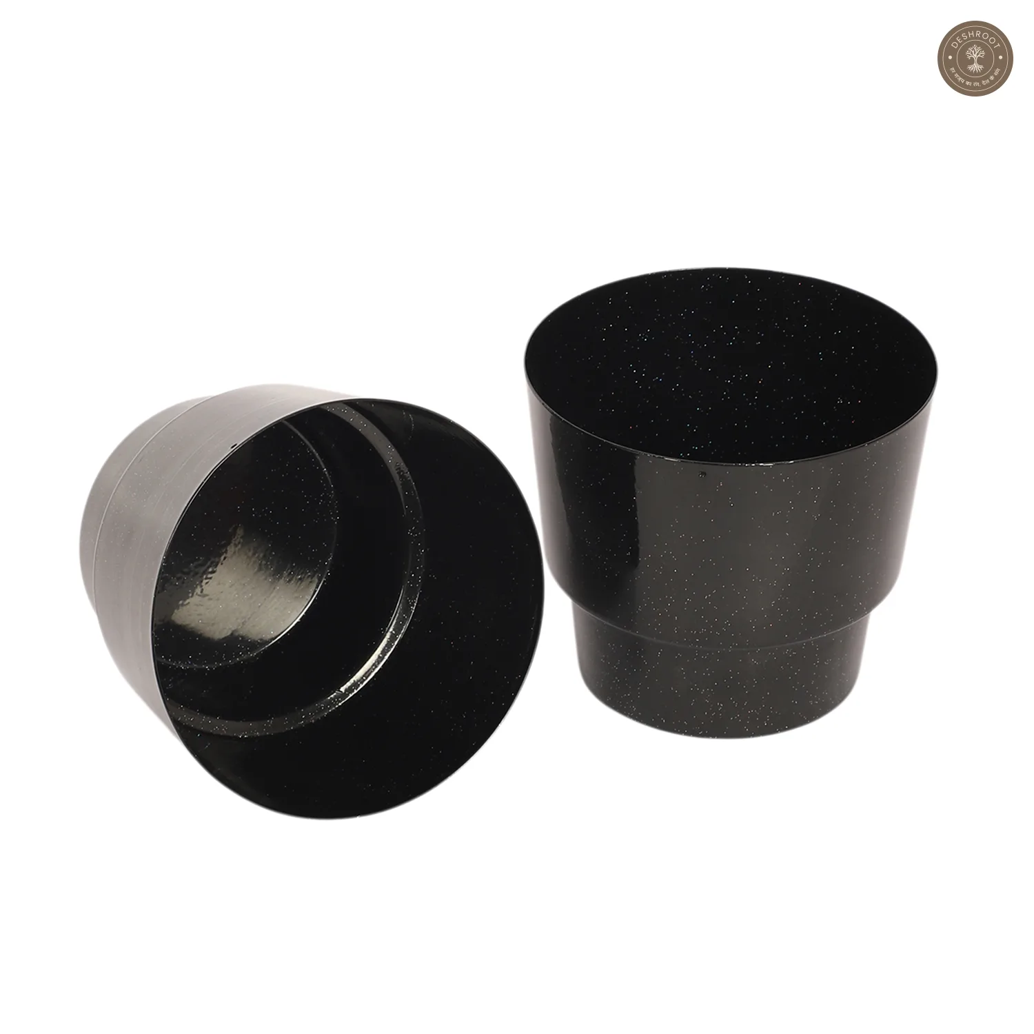 Black Glossy Table Top Planter Set of 2
