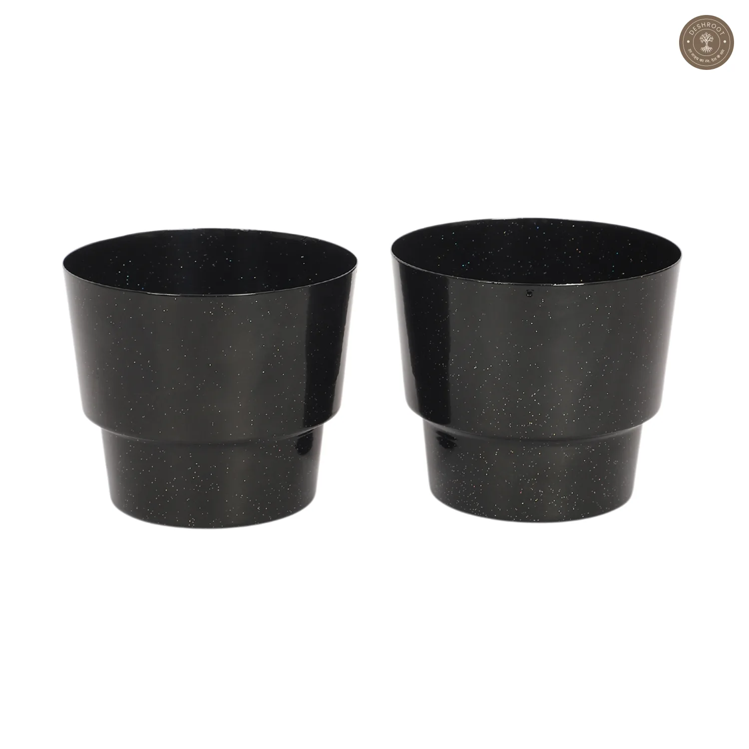 Black Glossy Table Top Planter Set of 2