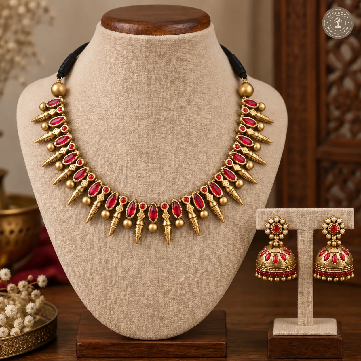 Puvika Terracotta Necklace – Handcrafted Tamil Nadu Terracotta Jewellery with Natural Clay Finish for Saree, Kurta, Festive & Ethnic Wear