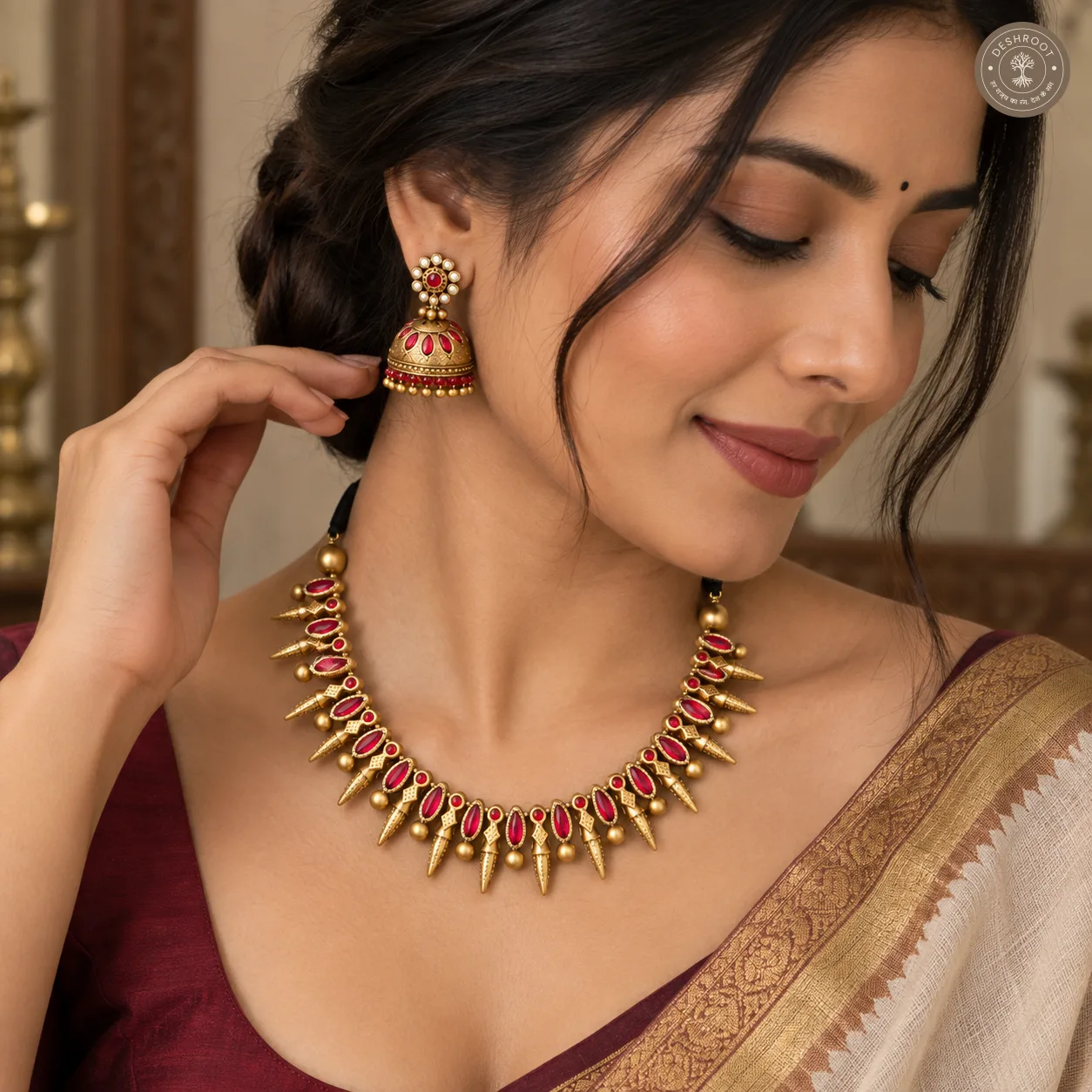 Puvika Terracotta Necklace – Handcrafted Tamil Nadu Terracotta Jewellery with Natural Clay Finish for Saree, Kurta, Festive & Ethnic Wear