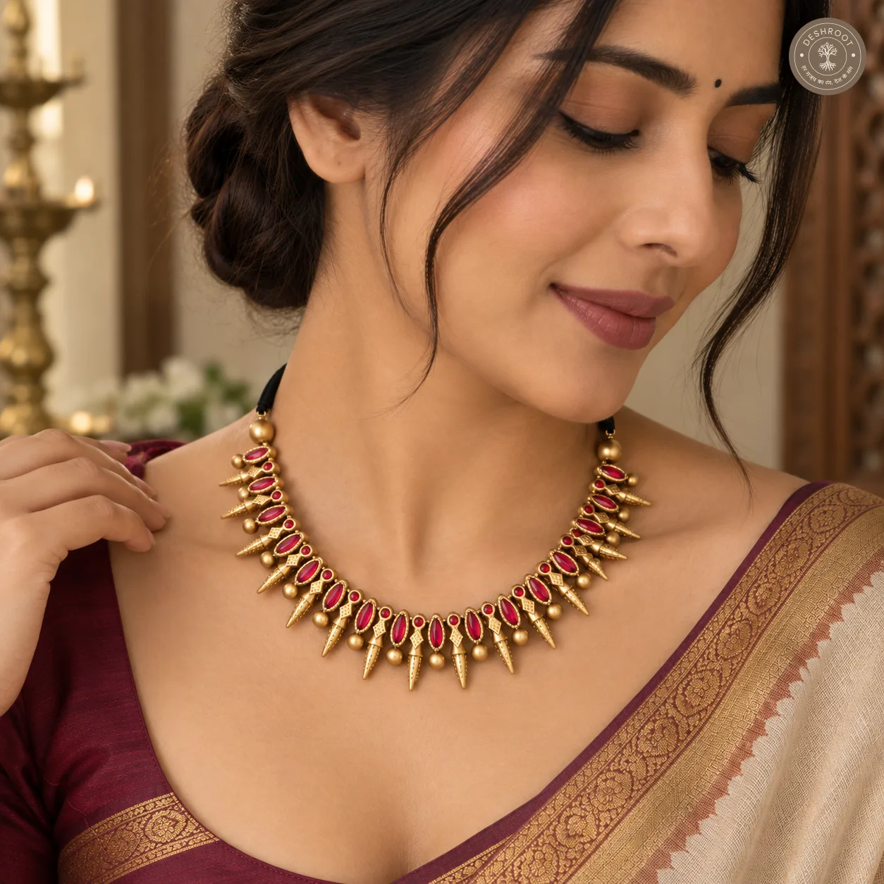 Puvika Terracotta Necklace – Handcrafted Tamil Nadu Terracotta Jewellery with Natural Clay Finish for Saree, Kurta, Festive & Ethnic Wear