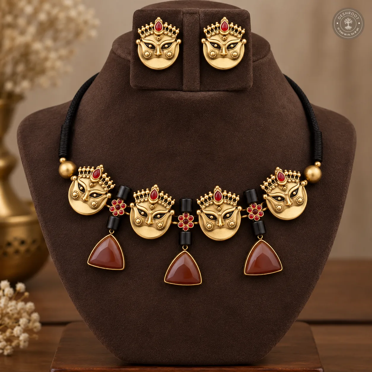 Aaradhya Terracotta Necklace – Handcrafted Tamil Nadu Terracotta Jewellery with Natural Clay Finish for Saree, Kurta, Festive & Ethnic Wear