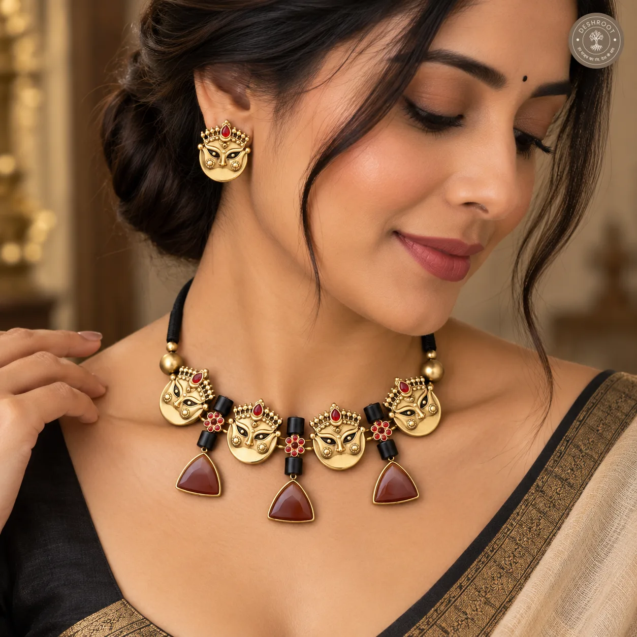 Aaradhya Terracotta Necklace – Handcrafted Tamil Nadu Terracotta Jewellery with Natural Clay Finish for Saree, Kurta, Festive & Ethnic Wear
