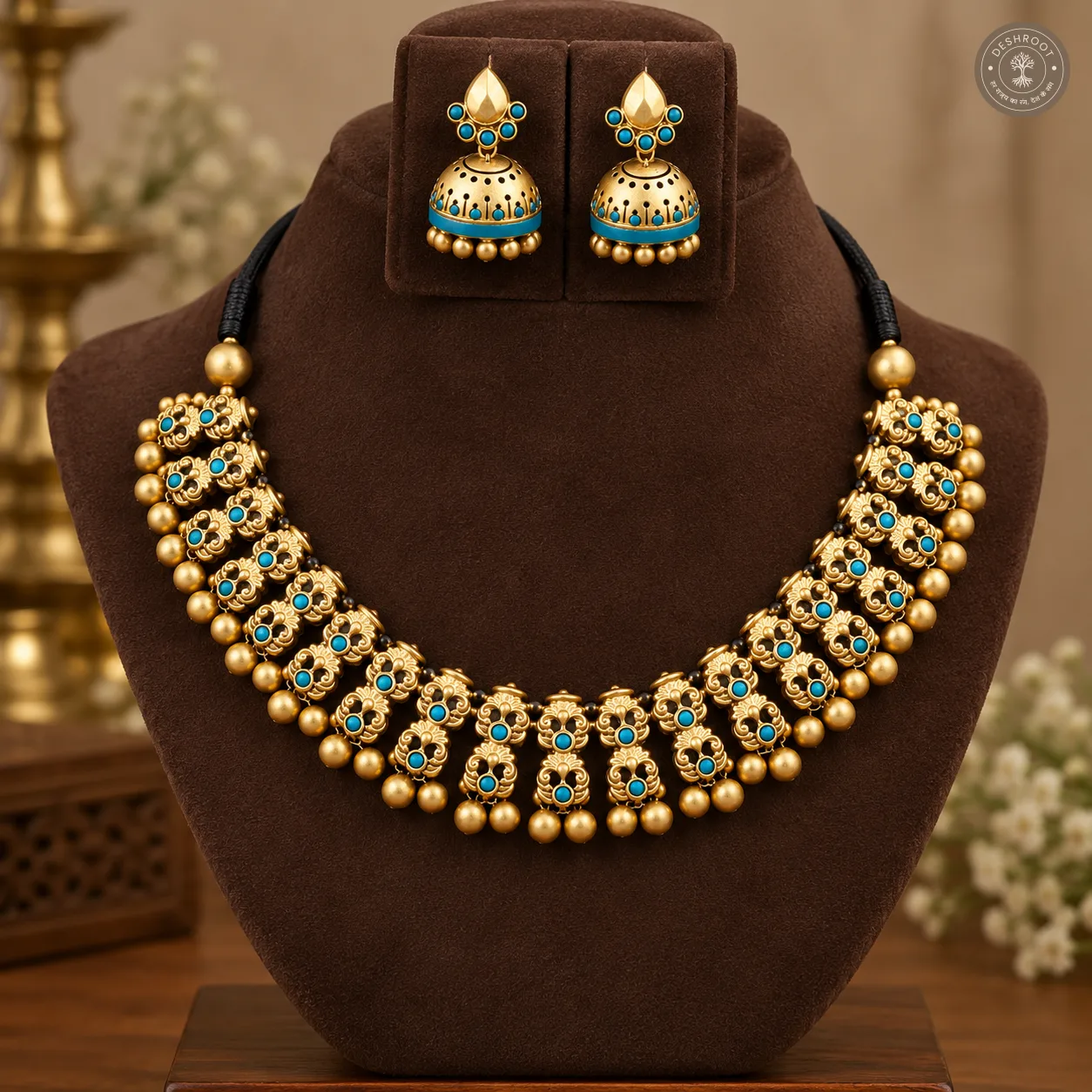 Oviya Terracotta Necklace – Handcrafted Tamil Nadu Terracotta Jewellery with Natural Clay Finish for Saree, Kurta, Festive & Ethnic Wear