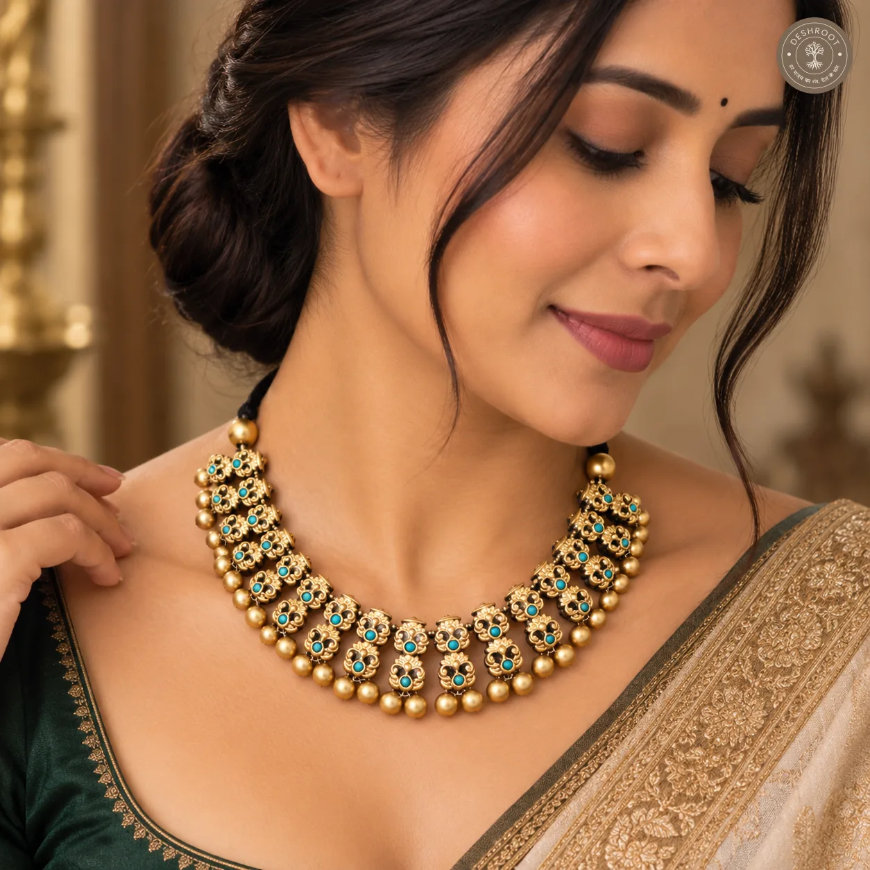 Oviya Terracotta Necklace – Handcrafted Tamil Nadu Terracotta Jewellery with Natural Clay Finish for Saree, Kurta, Festive & Ethnic Wear