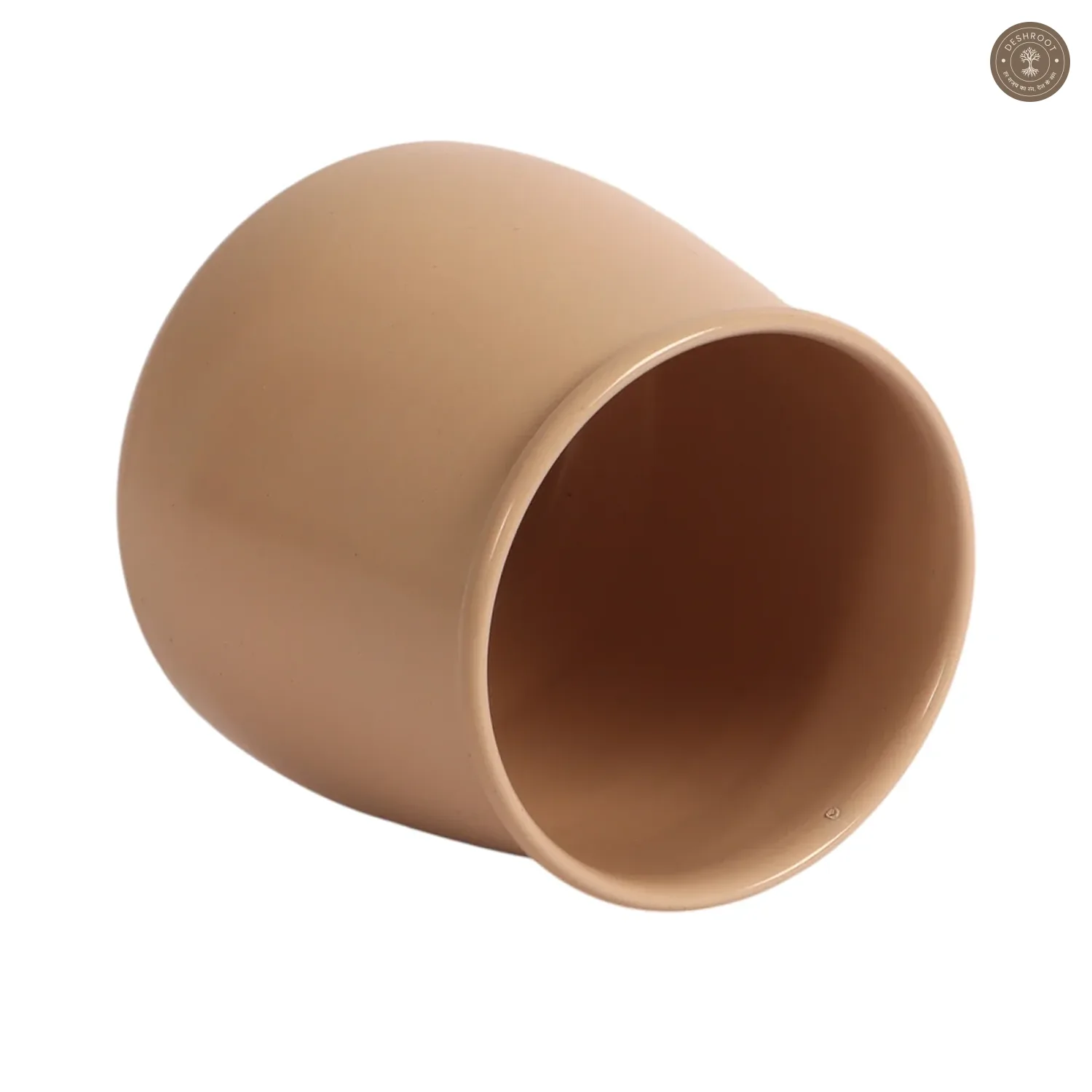Biege Glossy Flower Pot Single
