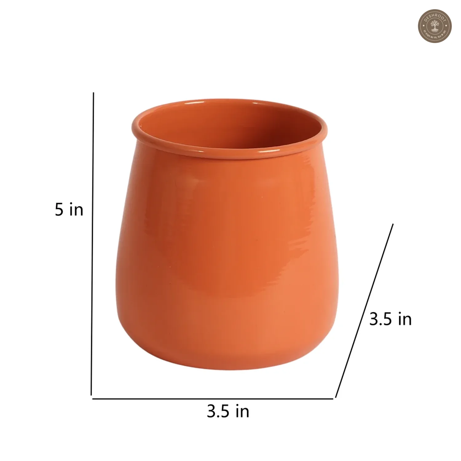 Orange Glossy Flower Pot Single