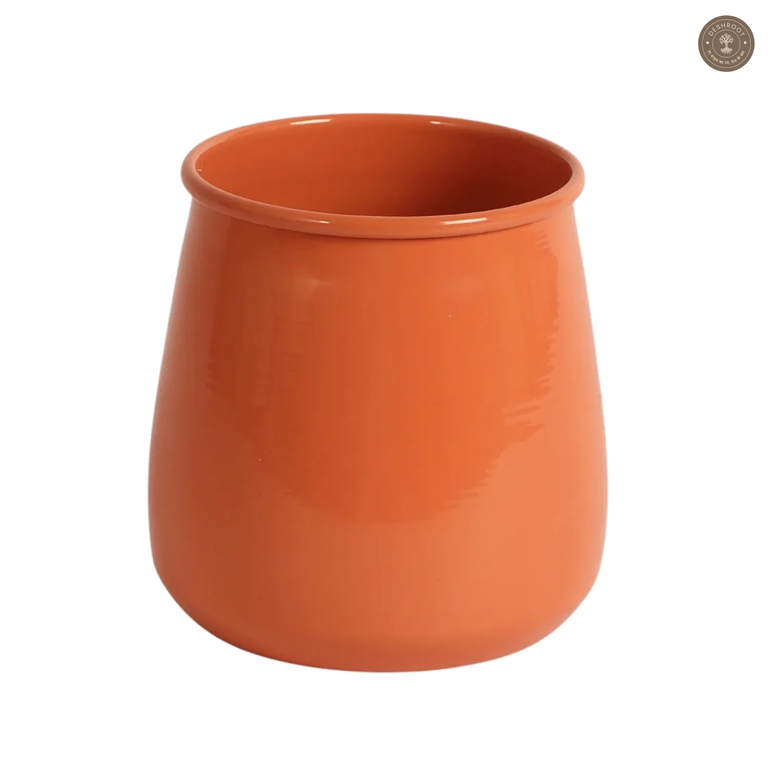 Orange Glossy Flower Pot Single