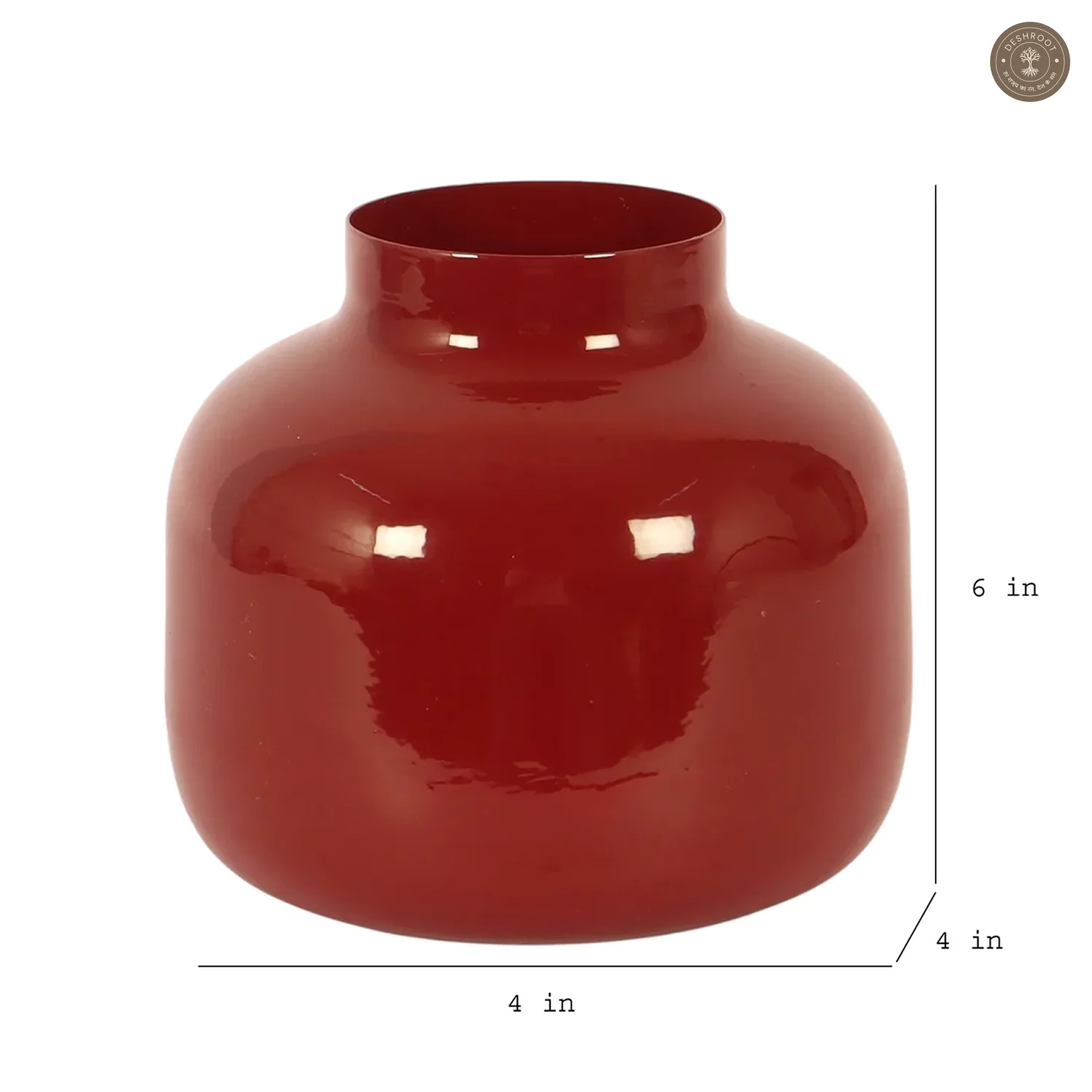 Burgundy Metal Flower Pot