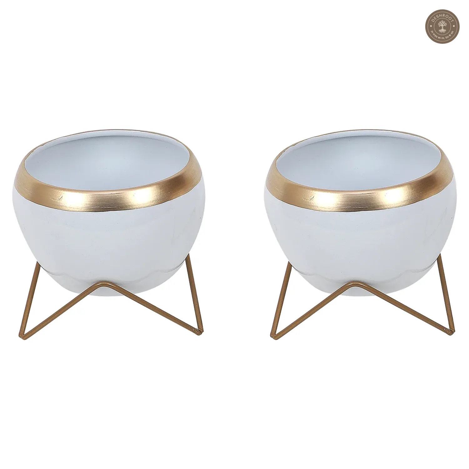 White Apple Planter Set of 2