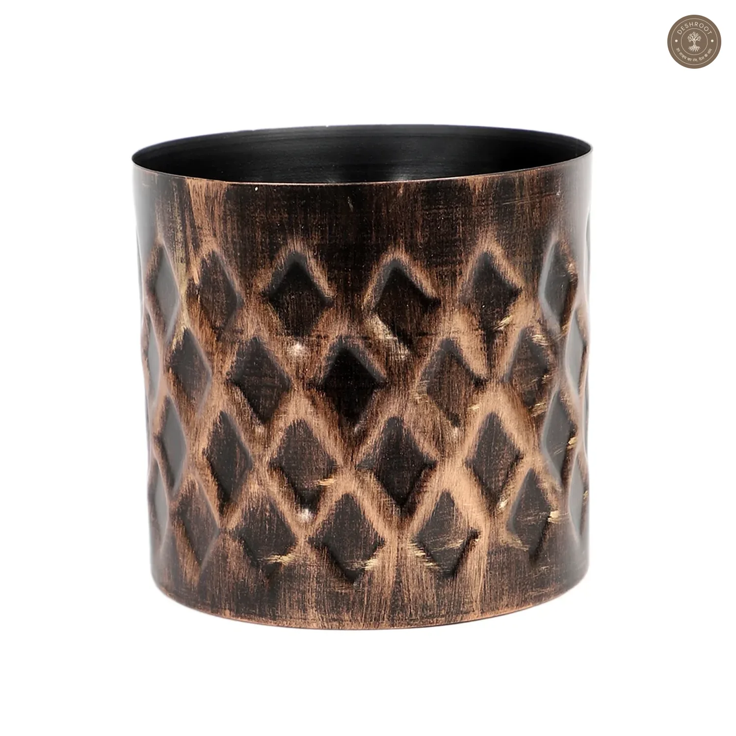 Black & Gold Cross Hammered Planter Set of 3