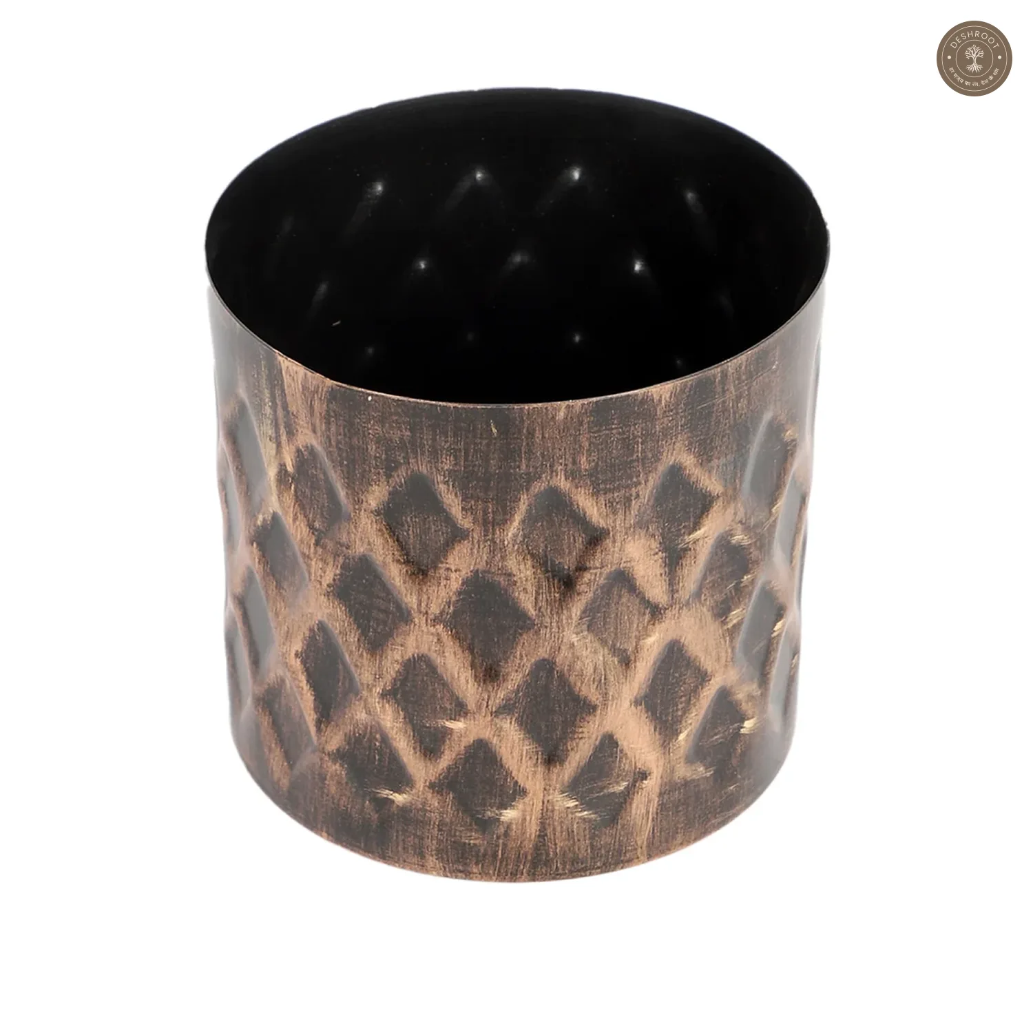 Black & Gold Cross Hammered Planter Set of 3