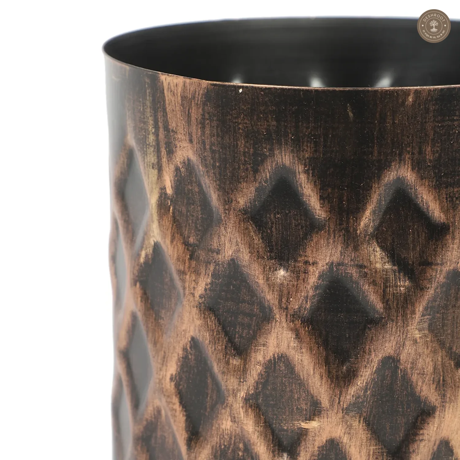 Black & Gold Cross Hammered Planter Set of 3
