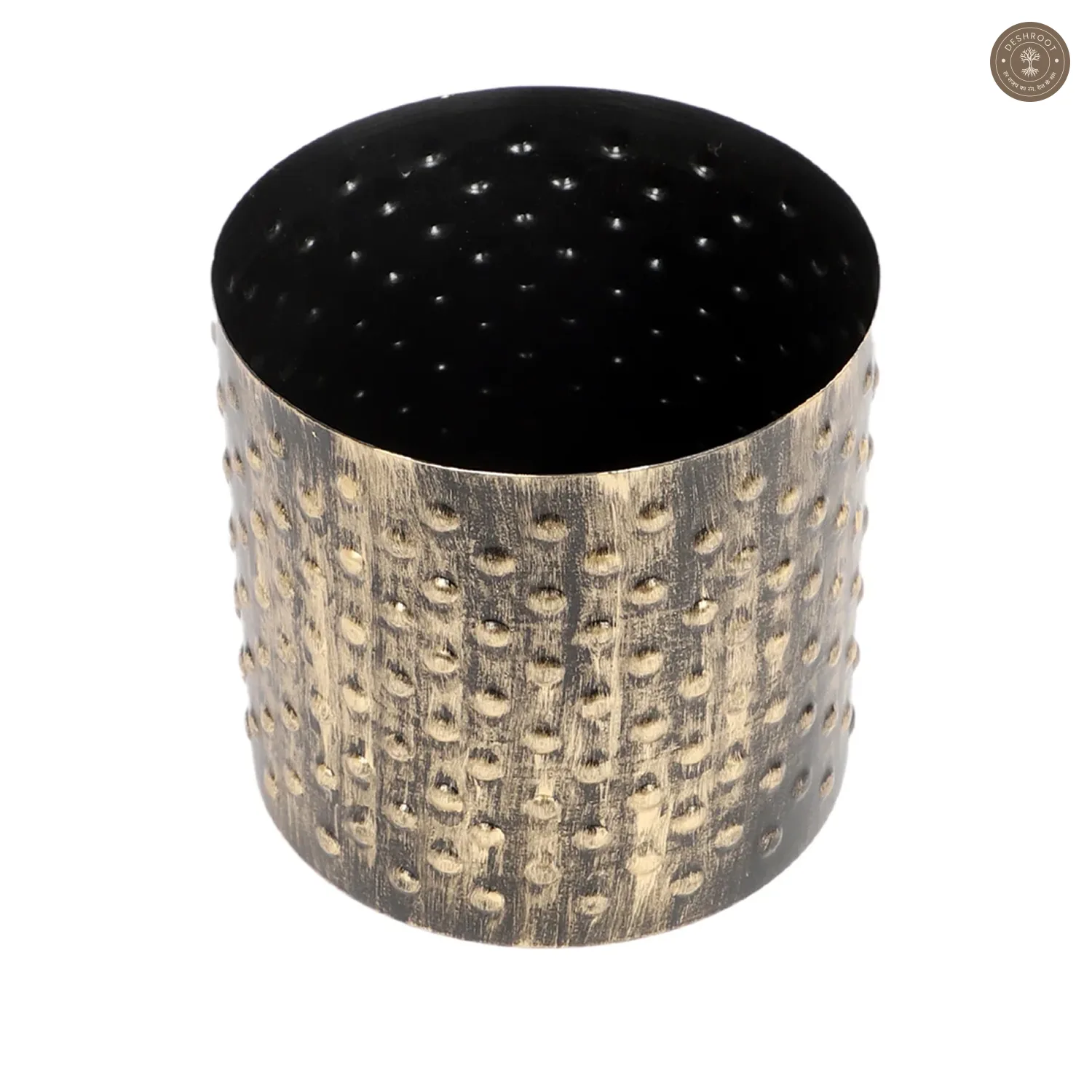 Black & Gold Dot Hammred Planter Set of 3