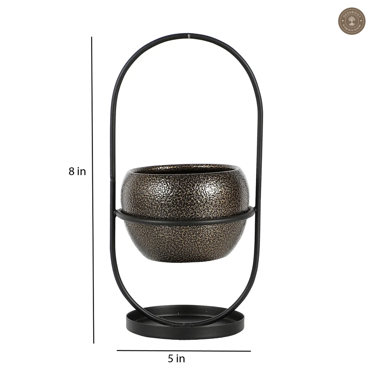 Black & Gold Textured Apple Planter Set of 2