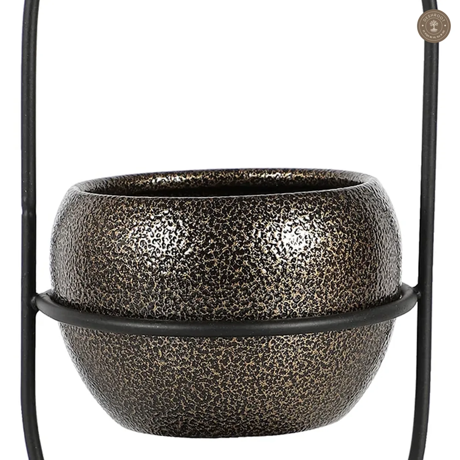 Black & Gold Textured Apple Planter Set of 2