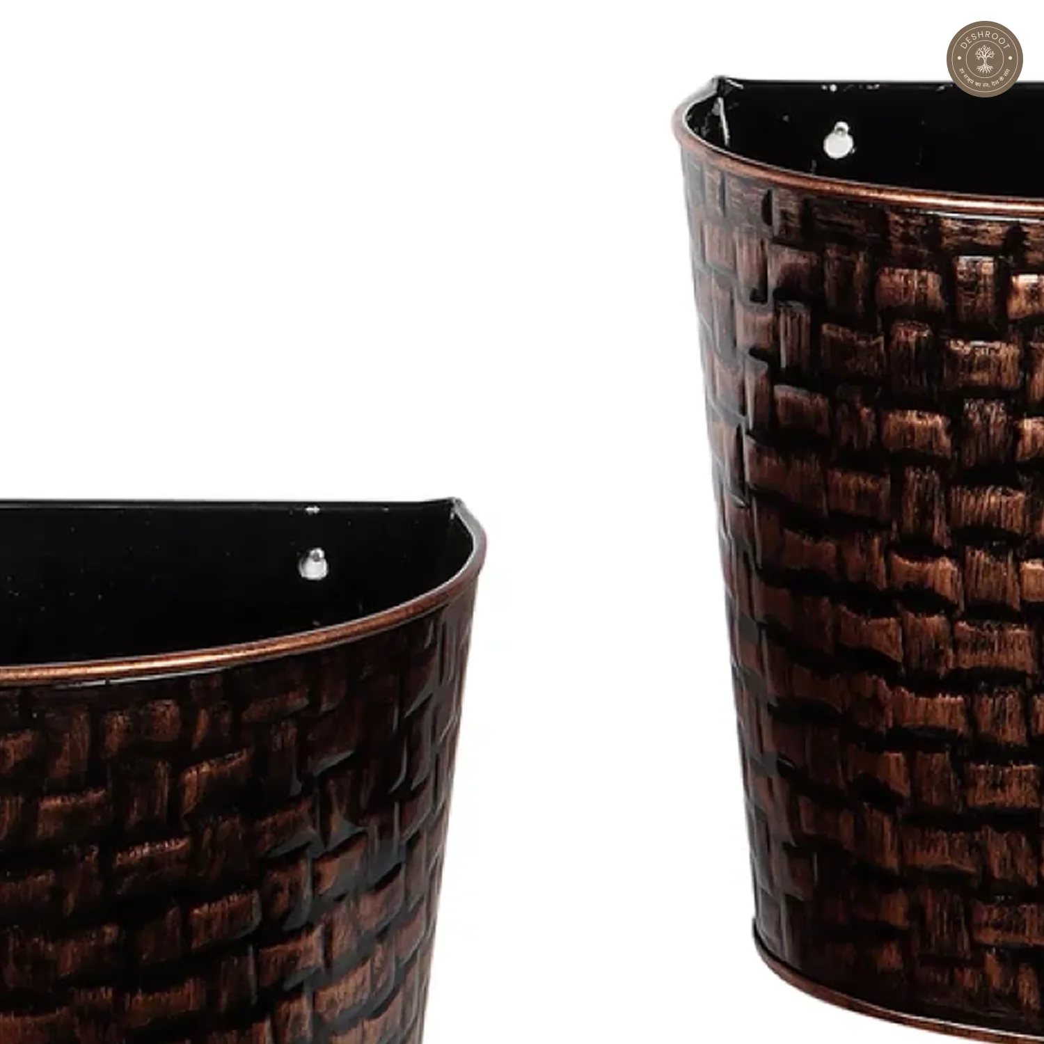 Copper & Black Hammred Wall Planter Set of 3