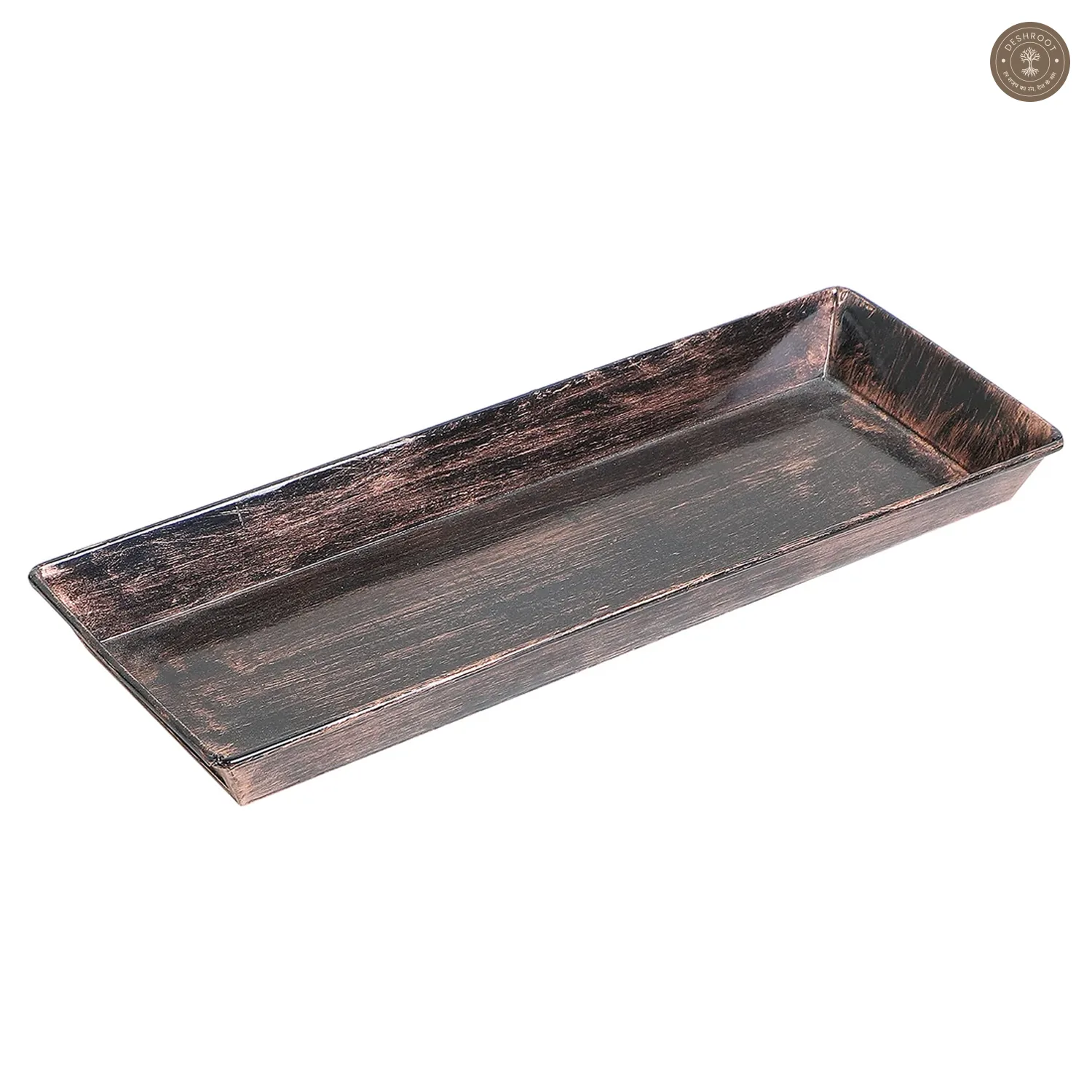 Copper & Black Metal Table Planters with Tray Set of 4