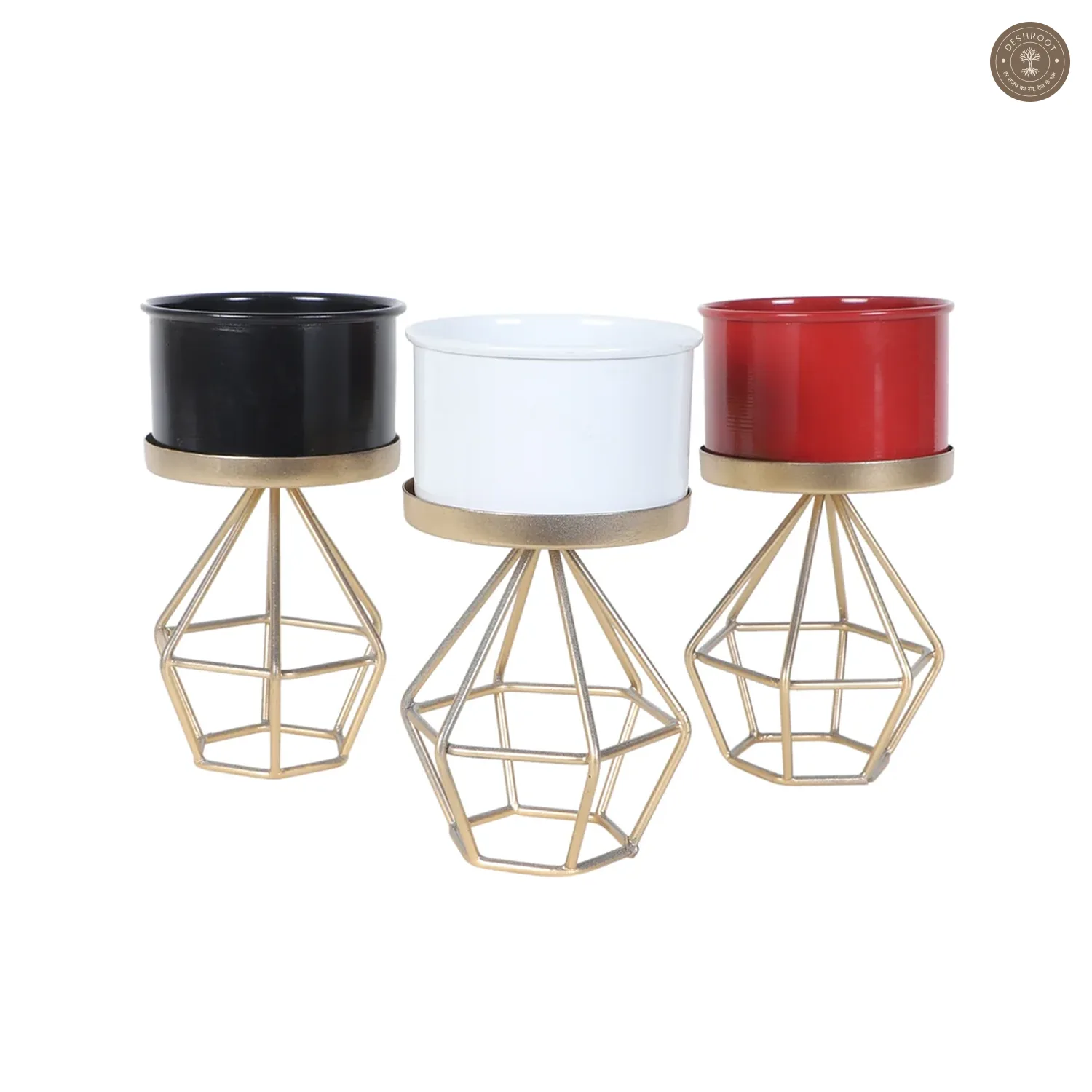 Diamond Metal Planter Set of 3
