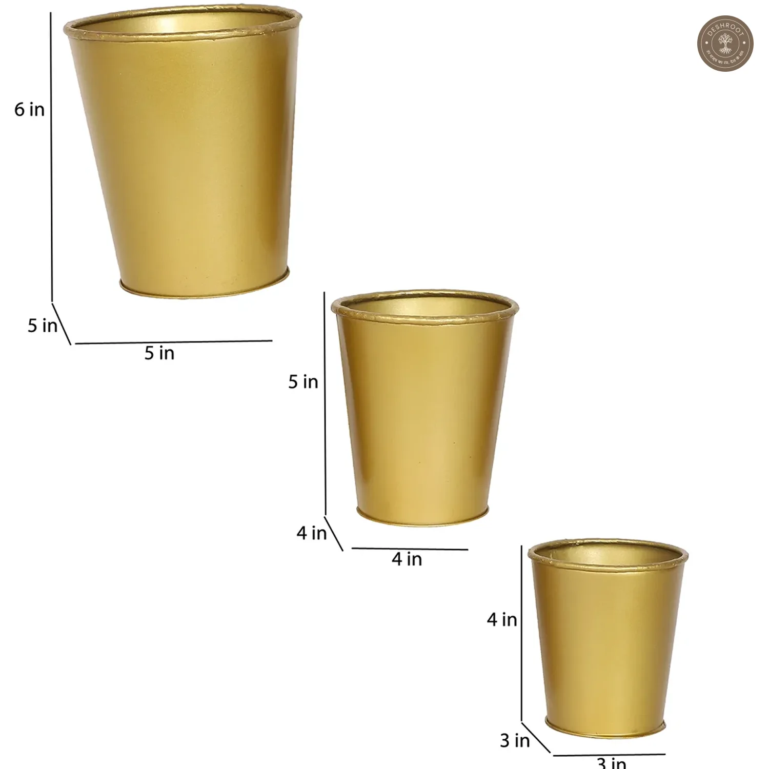 Gold Glass Shape Planter Set of 3