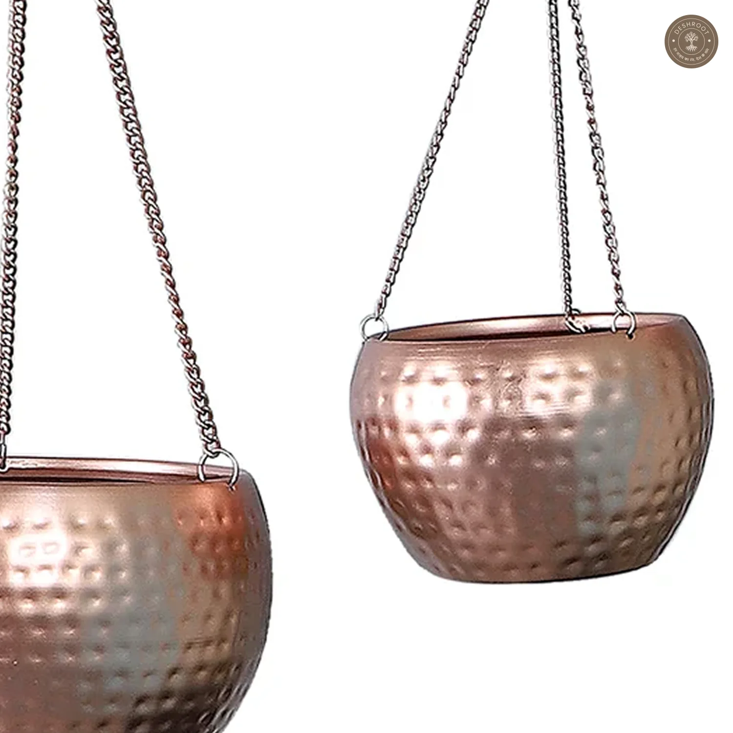 Hanging Copper Hammered Apple Planter Set of 3